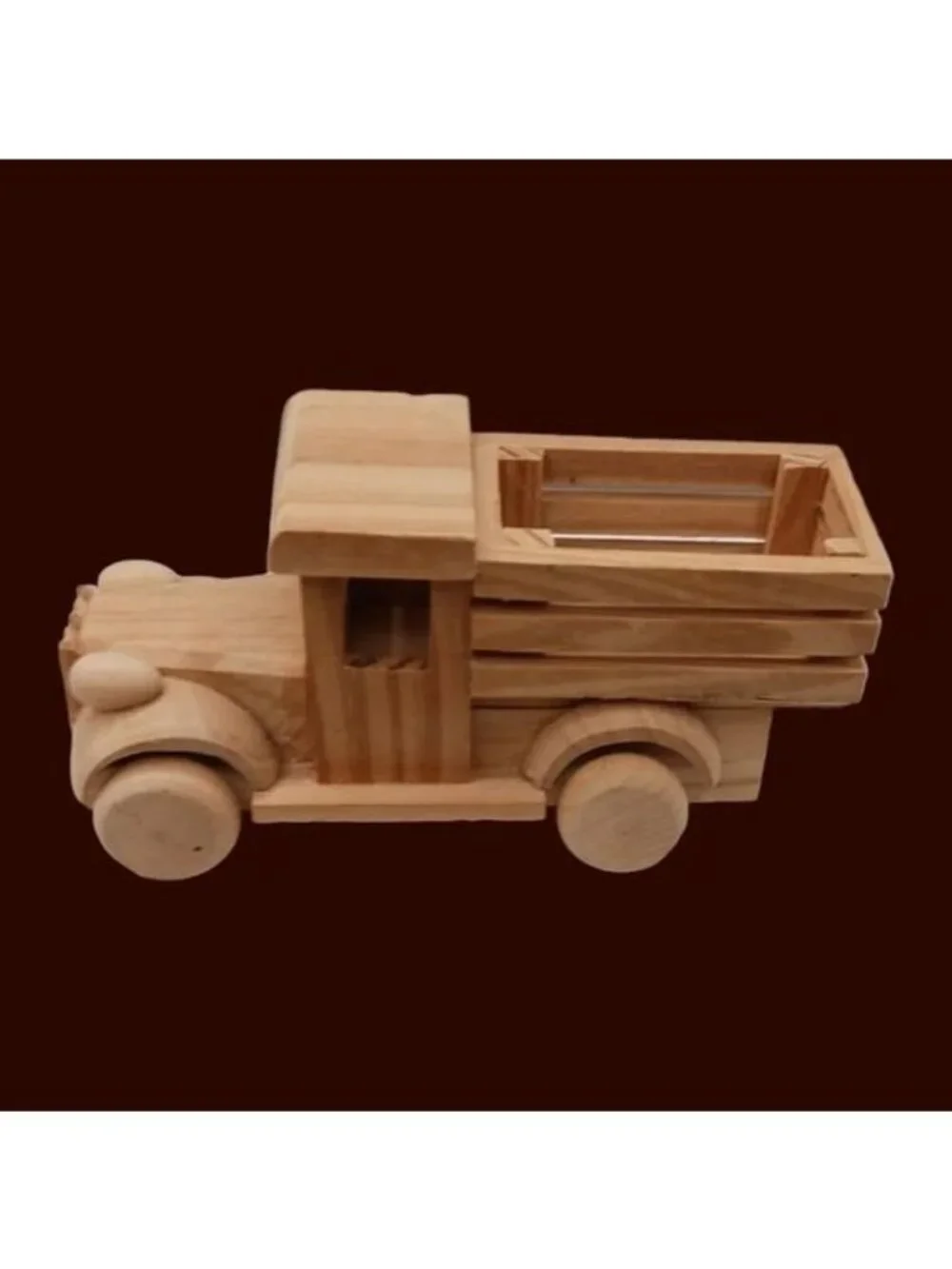 Vtg Natural Wooden Toy Vehicle Lot of 5 Fire Trucks Ambulance Dump & Log Truck